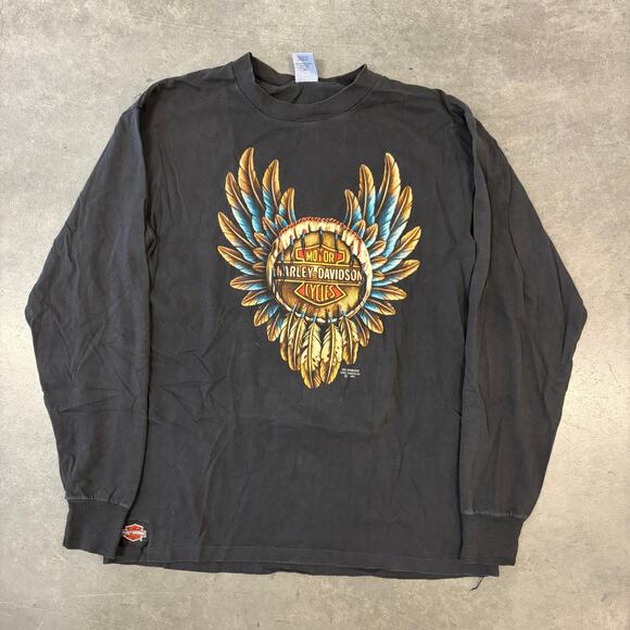 Vintage Other - Vintage 1991 Harley Davidson 3D Emblem Biker Dreamcatcher L Native Longsleeve
